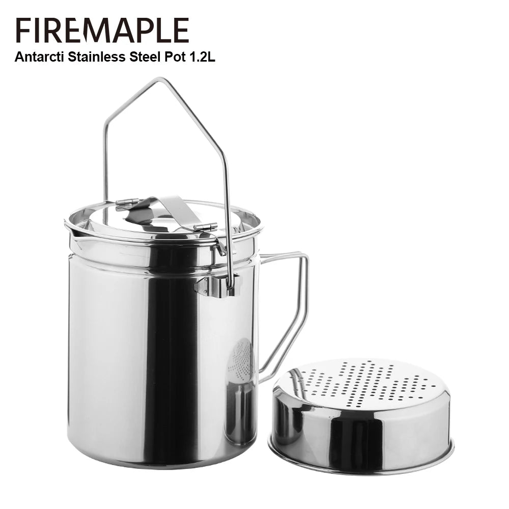 Casserole à Vapeur Fire-Maple 1.2L en Acier Inoxydable avec Couvercle Verrouillable - Cuisine Facile et Sûre en Randonnée