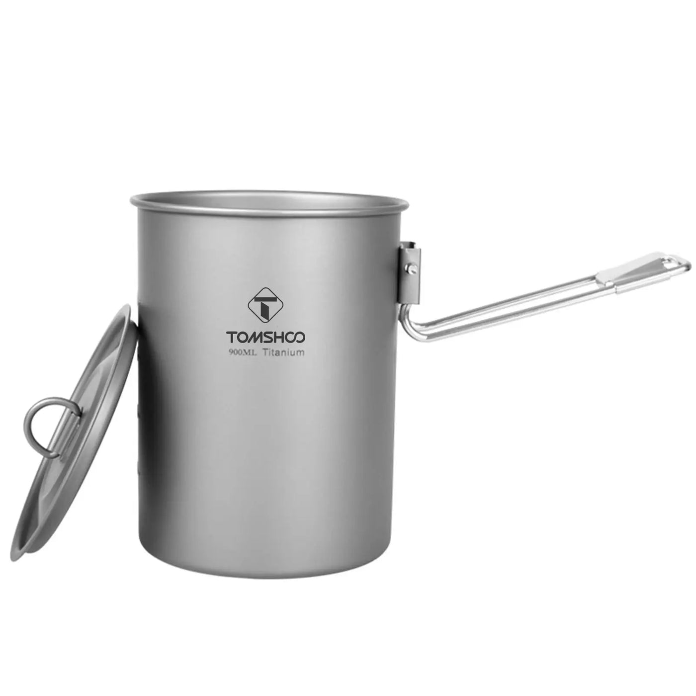 Pot en Titane Tomshoo 900ml avec Couvercle et Poignée Pliable - Ustensile de Cuisine Portable pour Camping et Randonnée