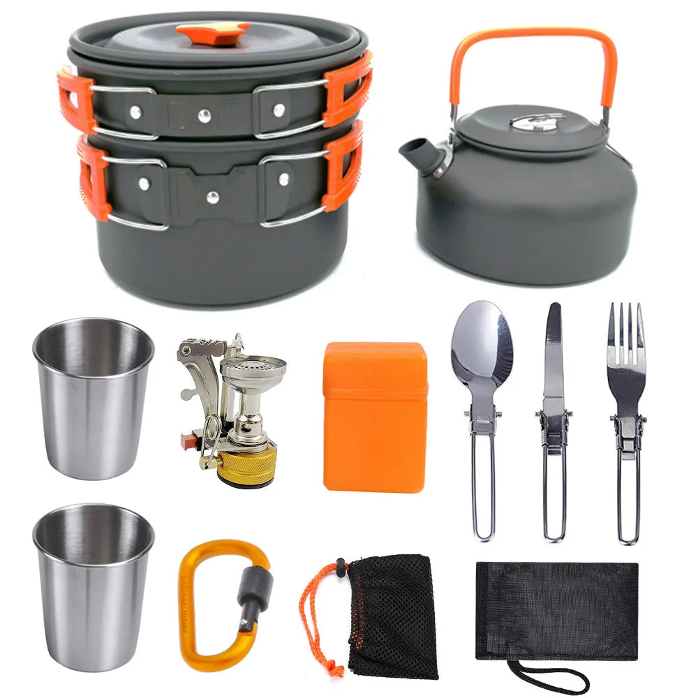 Kit de Cuisine de Camping Ultra-Léger en Aluminium - Équipement Complet pour Randonnée, Trekking et Voyages